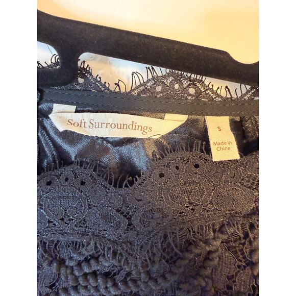 Soft Surroundings Black Lace Long Sleeve Top Sheer Floral Lace Size S - Picture 8 of 9